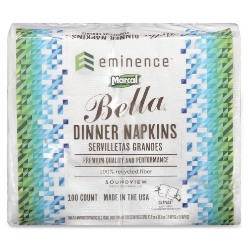 Marcal 06410 Bella Dinner Napkin, Embossed 2-Ply White, 3000 Napkins/Carton