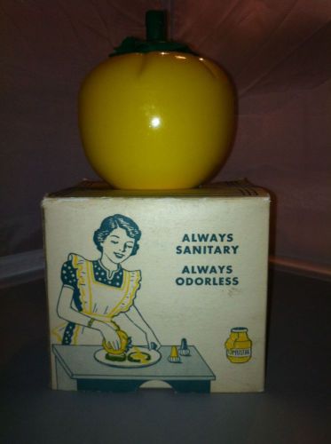 Vintage 1950s yellow pepper plastic mustard condiment container made in canada for sale