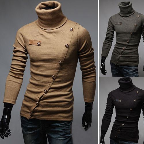 2014 new winter high-necked long-sleeved men&#039;s POLO shirt buttons free shipping