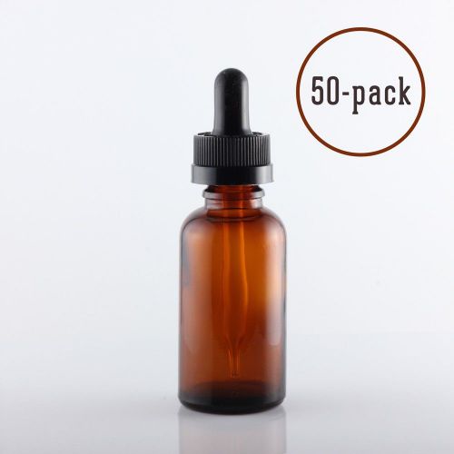 Glass Dropper Bottles 30 mL Childproof Amber (1 Oz) - 50 Pack