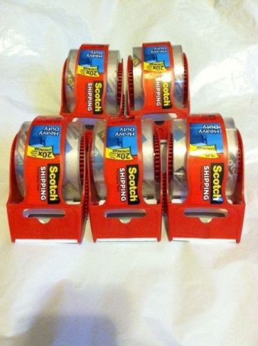 5 SCOTCH HEAVY DUTY SHIPPING TAPES W/ DISPENSER -  3M 1.88&#034; x 1000&#034; (27.7 YARDS)