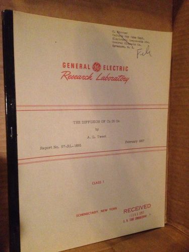 VINTAGE GENERAL ELECTRIC THE DIFFUSION OF CUIN GE