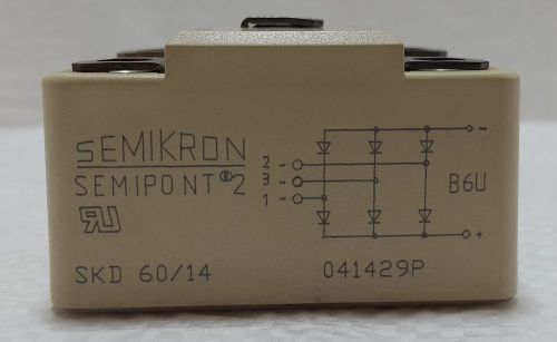 New other SKD 60-14  3 Phase Diode Module 60 Amps / 1400 Volts  Semikron Make