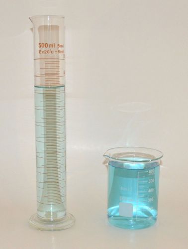 Beaker 600ml cylinder 500ml set borosilicate glass lab glass griffin new for sale