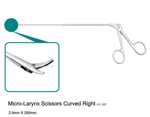 New Micro-Larynx Scissors Curved Right 2.5X255mm