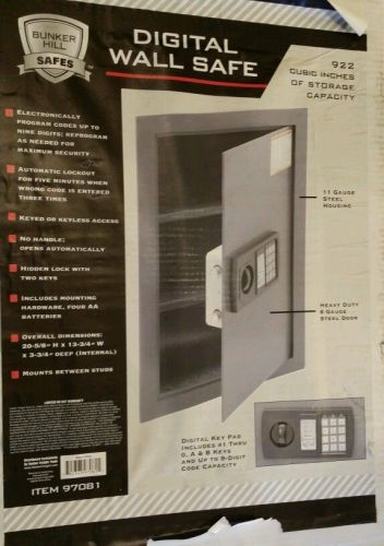 DIGITAL WALL SAFE by Bunker Hill 922 cubic inches of storage NEW IN BOX
