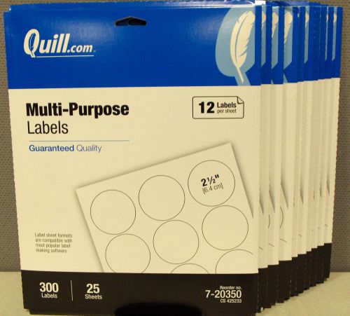 10 Boxes Quill 5294 Round Laser Labels, 2-1/2&#034; Diameter, 300/PK, White(7-20350)