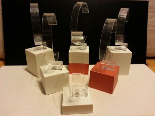 Fossil Watch / Bracelet Display Stands, orange and cream in color