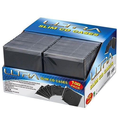 Ultra 100 Pack Slim-Line Jewel Cases - Black ULT40407