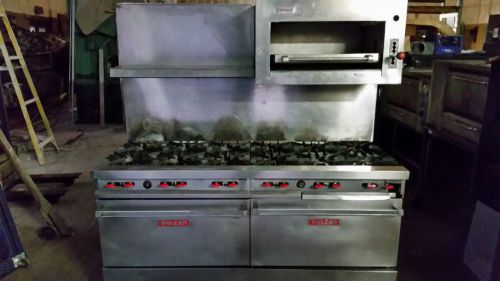 Vulcan 12 Burner Heavy Duty Standard Ovens Range w/Salamander on Casters