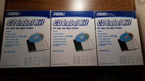 Lot of 3 qty Brand New in Sealed package Quill CD / DVD Label Kit Labelling