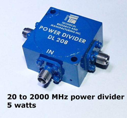 Two way wideband power divider, 20-2000 MHz 5 watts. Tested and guaranteed.