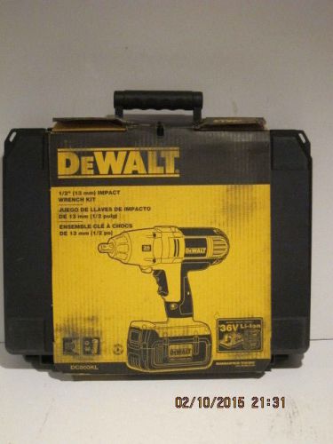 Dewalt dc800kl 36v 1/2&#034; high torque impact wrench driver kit,lithium,f/ship nisb for sale