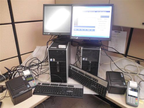 COMPLETE P.O.S. SYSTEM-LOGIC CONTROL MONITORS-HP TOWERS W/WINDOW XP - EXCELLENT