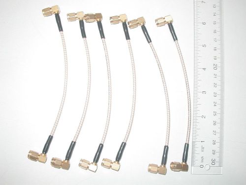Lot of 6 SMA Cables Right Angle connectors length 6.25&#034; braded Tef insulation