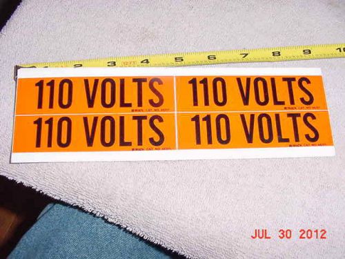 (16) 110 VOLTS 44201 BRADY CONDUIT &amp; VOLTAGE MARKERS (4) SHEETS OF (4)