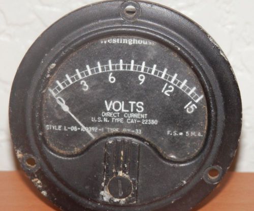 Westinghouse Type RX-33 0-15 DC Volts Analog Panel Meter Gauge