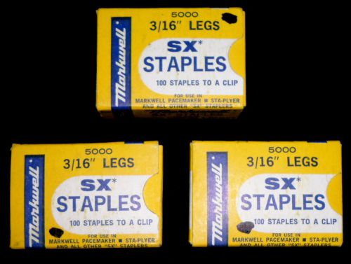 Markwell SX* Staples 3 Boxes 5000/15,000 total 3/16 Legs Fit Pacemaker Sta-plyer