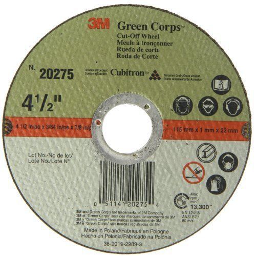 3M 60440126476 Green Corps Cut-Off Wheel 20275, Ceramic, 13300 rpm, 4-1/2&#034;