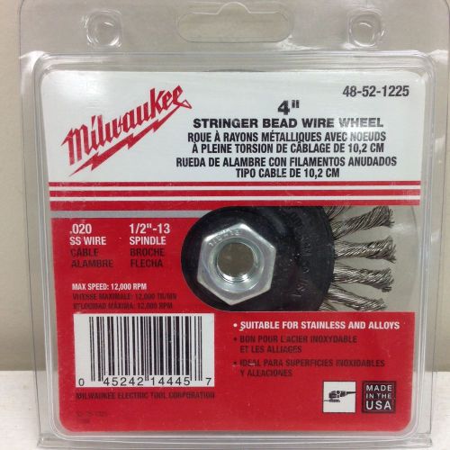 Milwaukee 48-52-1225 Stringer Bead Wire Wheel 4 in. 1/2&#034;-13 Spindle USA
