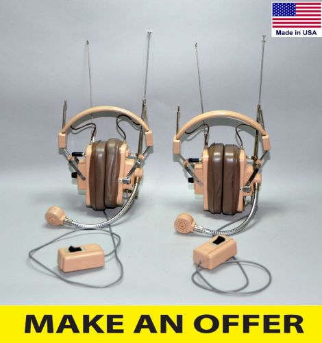 Nib set of 2 vintage intercom 2-way wireless headphones museum movie prop usa for sale