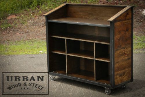 48&#034; Industrial Hostess Stand / Server POS Station Made by: Urban Wood &amp; Steel