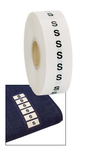 1&#034; x 2 3/4&#034; clothing size stickers -  500 adhesive strips - size &#034;s&#034; for sale
