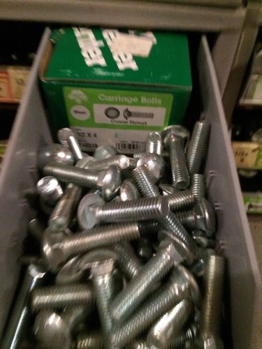 Lot of 25 hillman carriage head bolts 1/2&#034; x 4&#034; zinc plated steel for sale