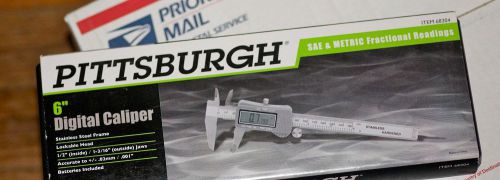 Pittsburg 6&#034; digital caliper sae &amp; metric + fractional read -fast shipping for sale