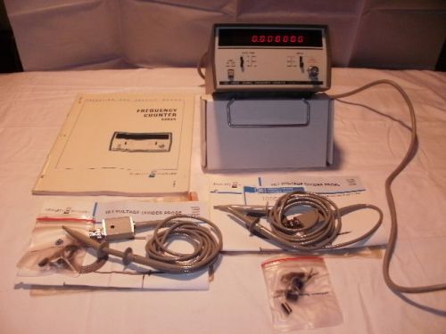 HP 5383A Frequency Counter 520 MHZ &amp; Operating/Service Manual 2 Probes &amp; Notes