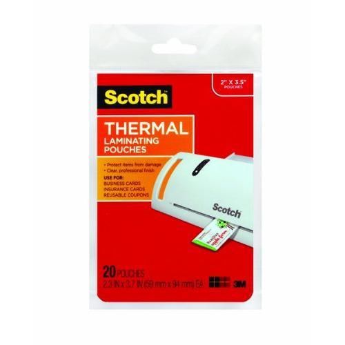 Scotch Thermal Laminating Pouches, 2.36 Inches x 3.74 Inches, 20 Pouches, 6 New
