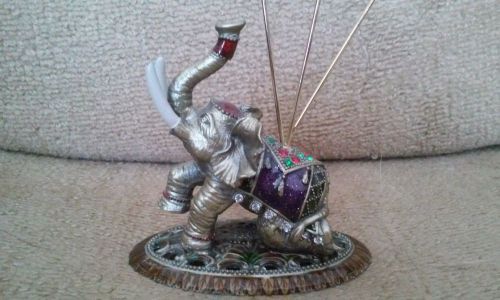Jeweled Pewter Elephant Card Holder