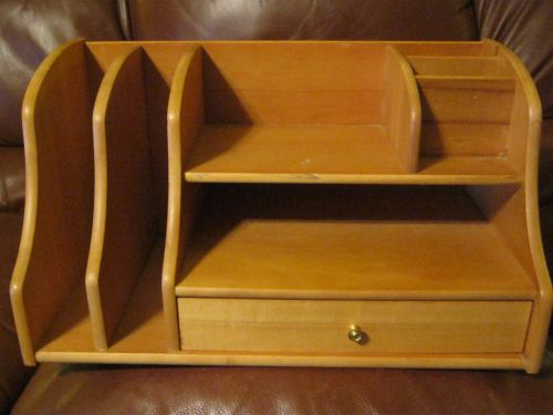Mail/Desk Organizer -solid wood w/storage shelves, slots, racks &amp; drawer