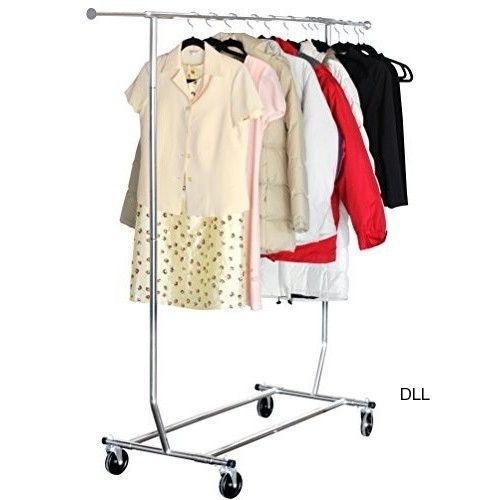 Chrome heavy duty steel commercial grade rolling clothing clothes garment rack for sale