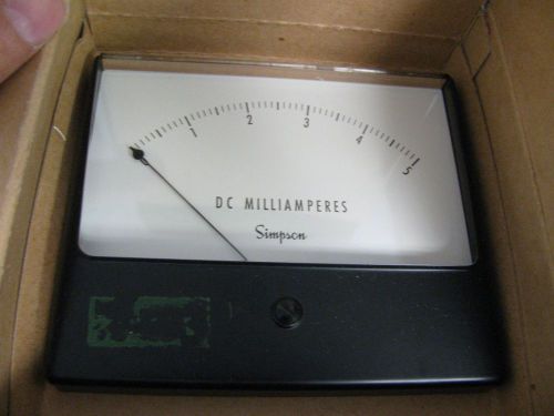 Simpson 0-5 DC Milliamps, Wide Vue Analog Panel Meter, Model 1329