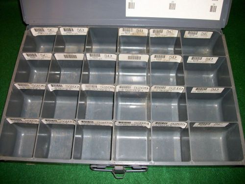 Durham Parts Storage Bin Cabinet 24 hole Organizer Metal With Handle &amp; Lid lot#2