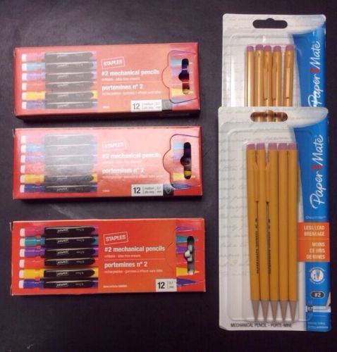 Lot of 46 #2 Mechanical Pencils (3 Staples 12@ &amp; 2 Paper Mate 5@)