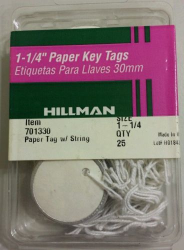 NEW The Hillman Group 701330 Paper Key Tag With String - 25pcs