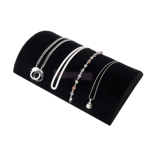 Velvet Jewelry Half Moon Bracelet Necklace Chain Ramp Display Pillow Stand