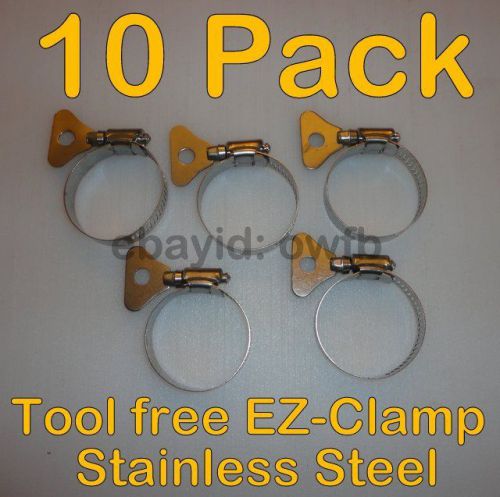 10 Pack Adjustable EZ CLAMPS Stainless STEEL SS 3/4- 1 3/4&#034; Inches