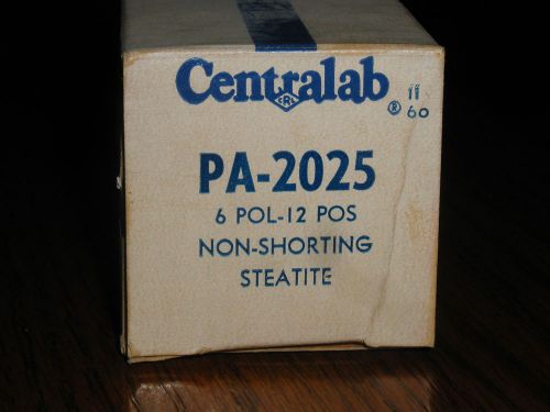 NEW Centralab Pa 2025, 6 Pole 2-12 Position Rotary Switch NOS Original Packaging