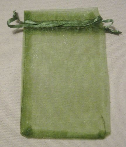Lot of 50 Moss Green Drawstring Organza Bags Pouches 3.5&#034; x 6&#034;  New!
