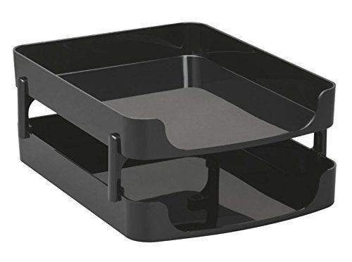 NEW Officemate 2200 Series Front Load Tray  with Supports  Black  2-Pack (22236)