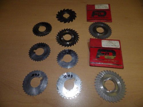 Lot of 9 Side Chip Saw Blades 2 New rest used F&amp;D&#039;s Nice SHape assorted sizes