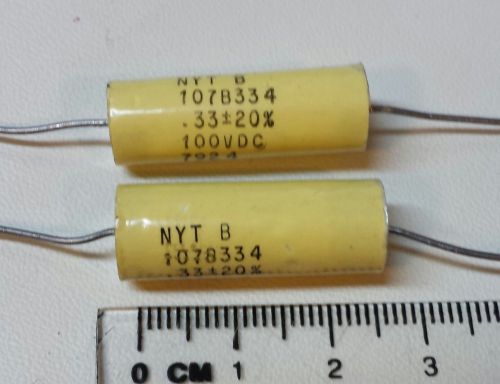 2x .33uf 100v axial film capacitor audio tone VINTAGE NOS 1979