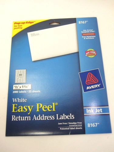 1280 Easy Peel INKJET White  1/2  x 1 3/4  Return Address Labels AVERY 8167 (16 sheets)