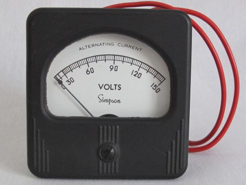 Vintage 3” Square Simpson AC Volt Instrument Range: 0-150 AC Volts