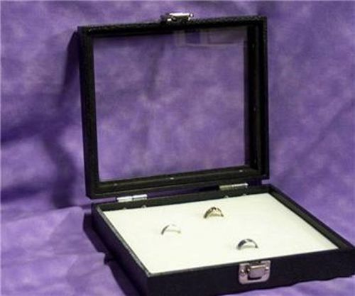 WHITE 36 RING GLASS TOP JEWELRY DISPLAY CASE BOX