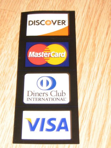 Credit Card Logo Decal  2 Sided  Discover Visa Diners Club