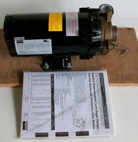 Dayton Industrial Centrifugal Pump 1-1/4&#034; Inlet 1&#034; Outlet 72 GPM @ 10&#039; 2ZWR8 NIB